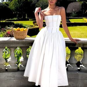 NWT STATEMENT LUXURY lovers COMMENSE white corset gown dress white S